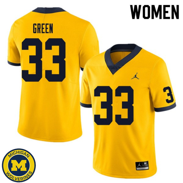 Women Michigan Wolverines #33 German Green Yellow High School Jersey